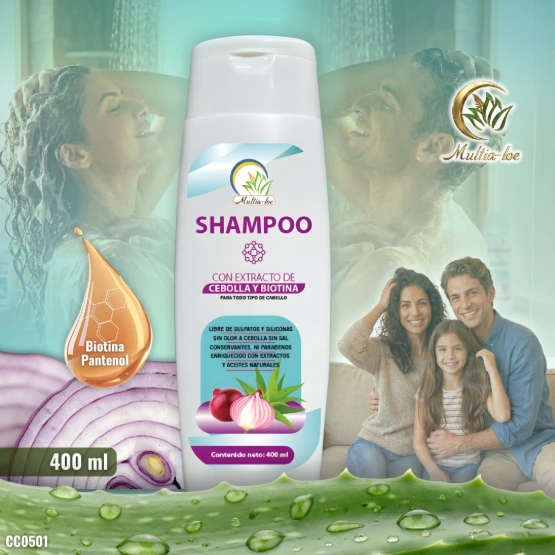 SHAMPOO ALOE, Cebolla y Biotina 400 ml